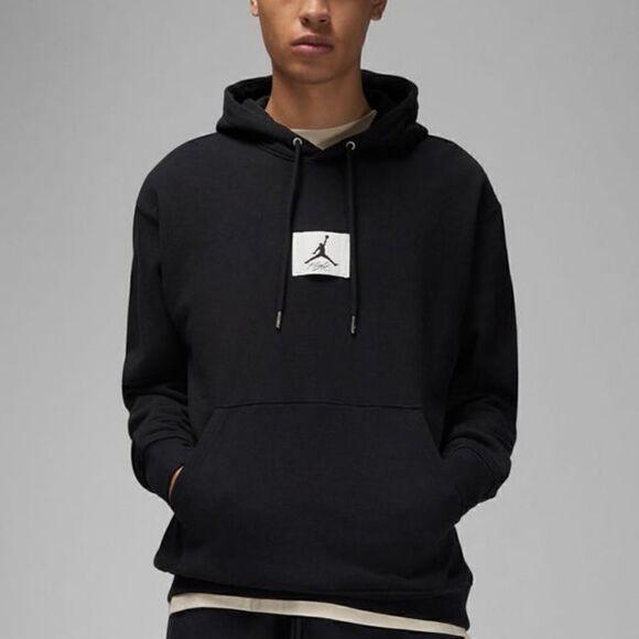 Air Jordan 1 3 4 Essentials Flight Hoodie Fleece Men's S Black White DQ7338-010 - Picture 2 of 16
